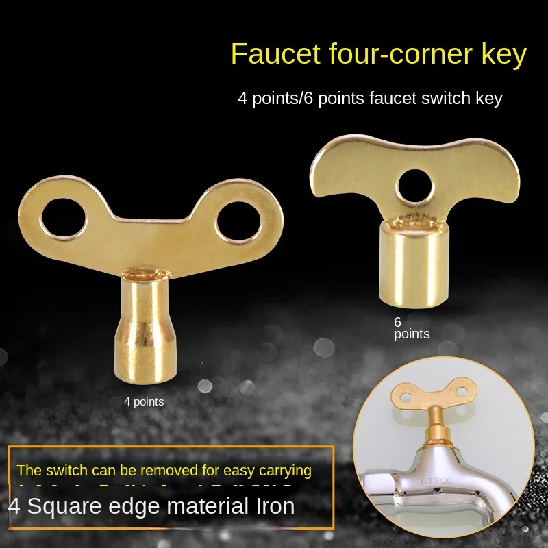 5 Pcs Faucet Key Four-Corner Outdoor Tap Water Anti-Theft Outdoor Square with Lock Valve 4-Point Switch Handle