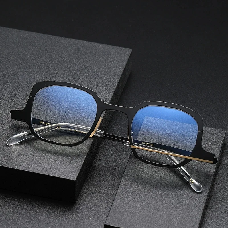 Belight Optical ญี่ปุ่น Dissymmetry Design Vintage Retro Handmade Pure Titanium กรอบแว่นตาเลนส์ MM0072
