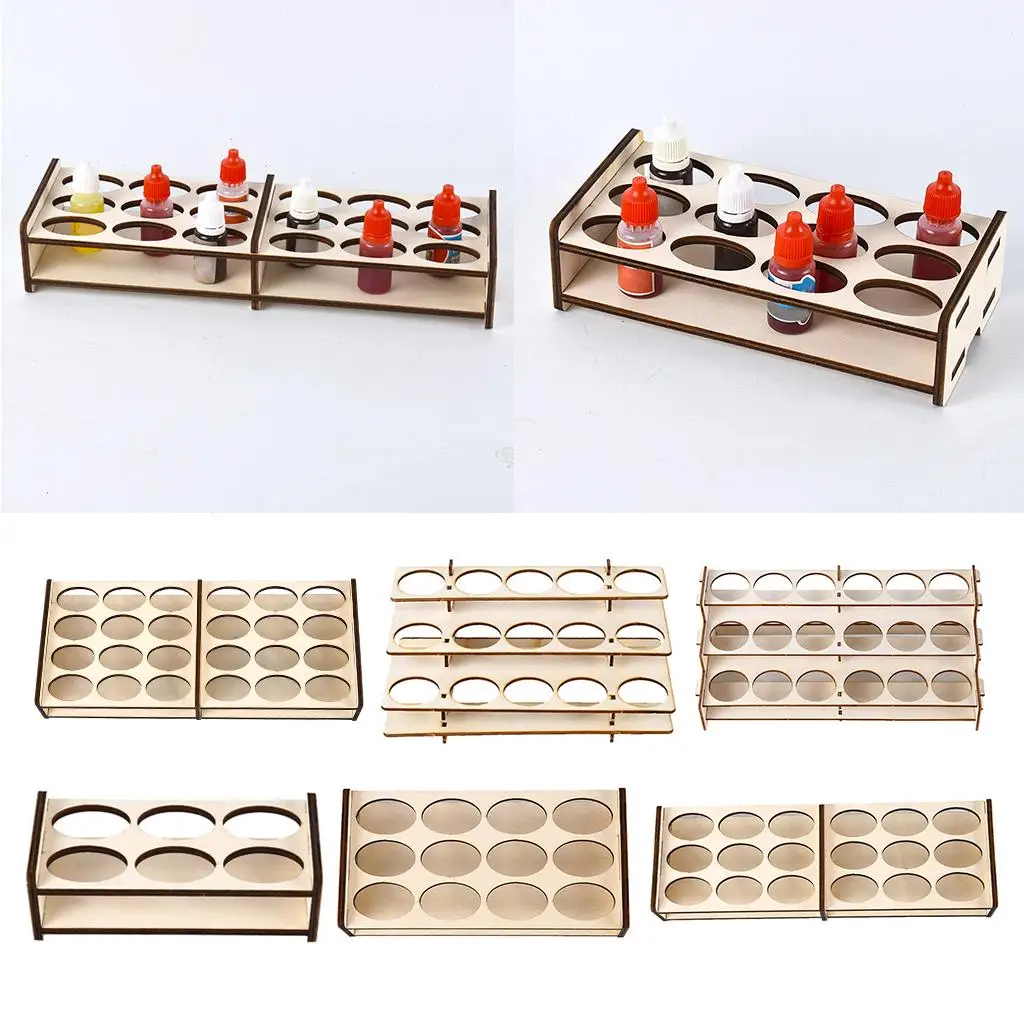 Wooden Painting Ink Bottles Stand Spraying Bottle Storage Holder Shelf