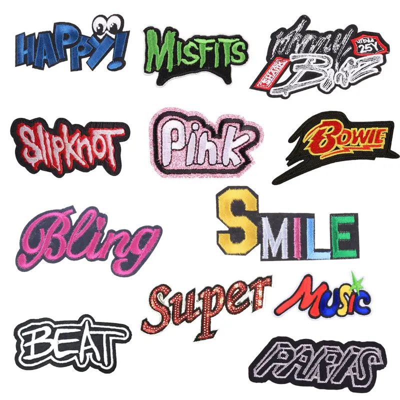 

Personality Letter Patch Sticker Iron on Clothes DIY Heat Transfer Applique Embroidered Applications Cloth Fabric Sequin Patches