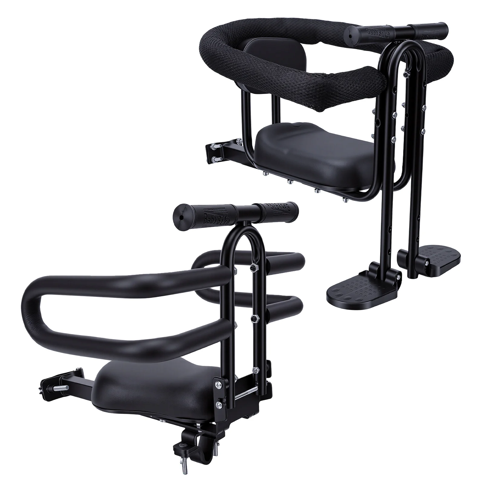 Front Mounted Toddler Bike Seat Guardrail Security Prevent Slipping Spoke Bike Seat Durable Metal Double Frame for Crossbar Bike