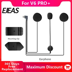 Original earphone For EJEAS Q8 V4PLUS  V6Pro+  V7 Q7  Type-C Plug helmet intercom  with Speaker Microphone Optional Clip & Base