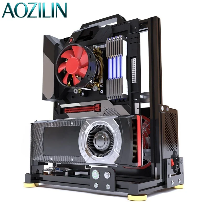 Aluminum Alloy Open‑Frame Test Bench Chassis, Creative DIY Computer Support ITX MATX EATX Dual‑Motherboard Mainboard