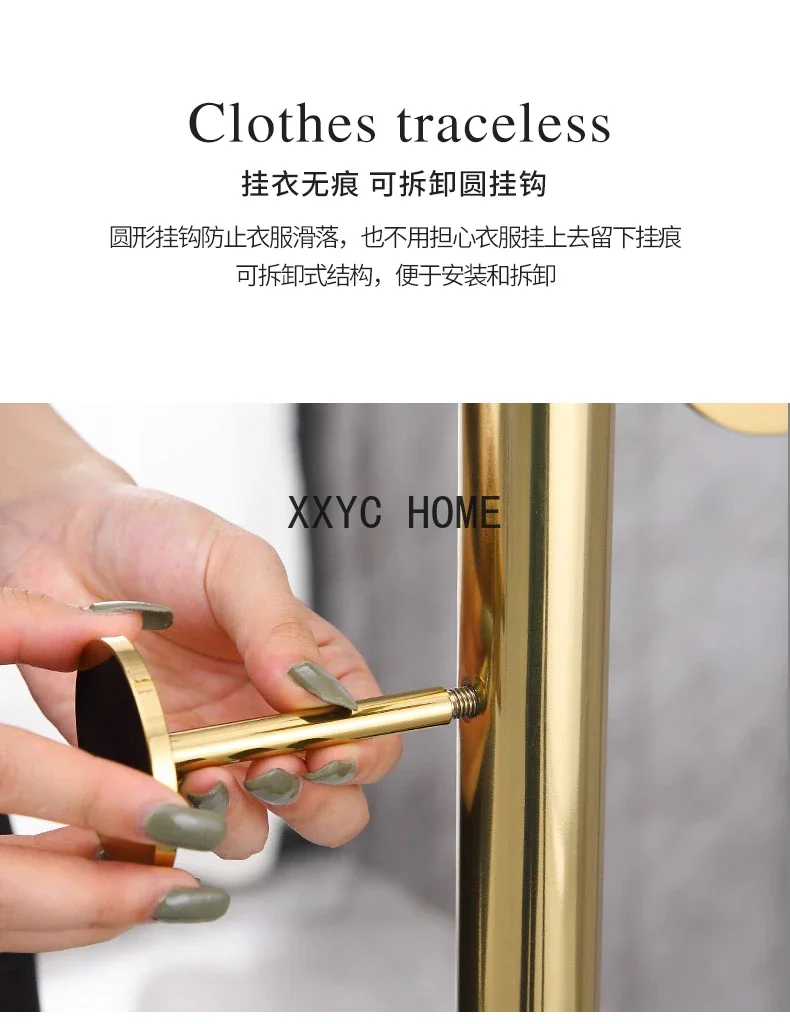 رف معطف أرضي فاخر خفيف من الفولاذ المقاوم للصدأ من الرخام الطبيعي لغرفة النوم رف تخزين منزلي