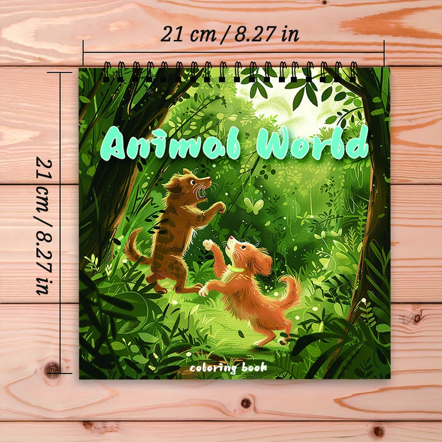 Animal World Coloring Book - 8.27 x 8.27 inches 32 pages coloring book - ideal gift for family or friends