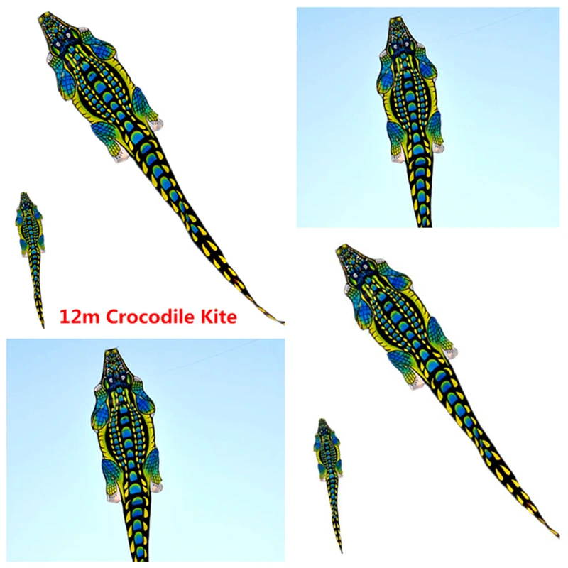 Free shipping 12m crocodile kite adults ripstop nylon kite reel paraglider kite factory 3d Inflatable toys funkite air koinobori