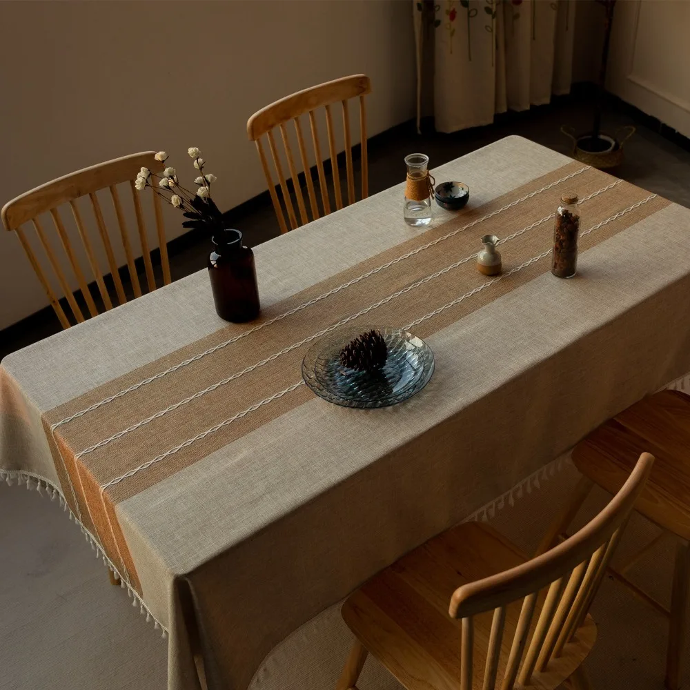 Vintage Pattern Tablecloth Lightweight Fabric Printed Surface Table Cover Washable Material Rectangular Shape Table Linen