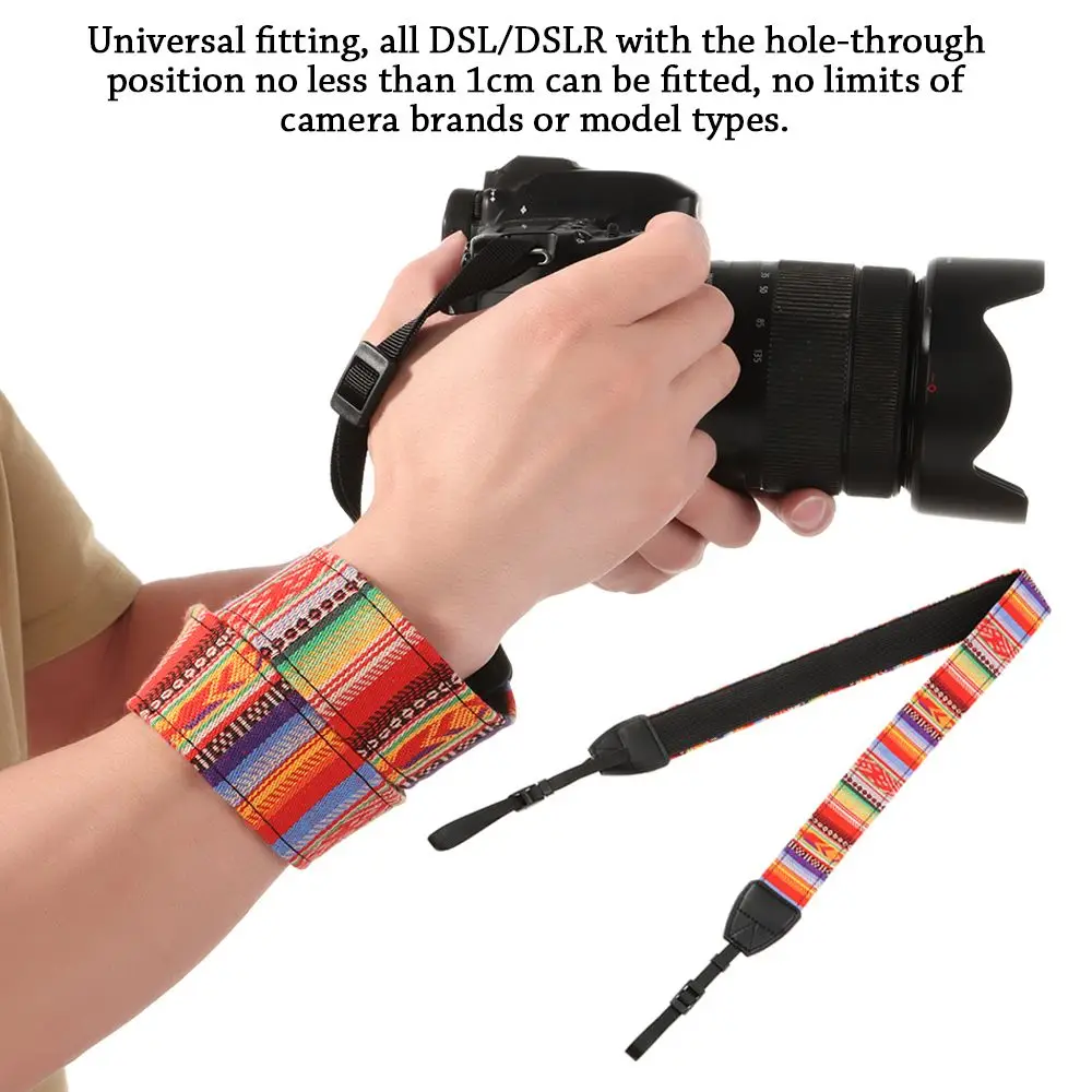 1PC Retro Ethnic Style Camera Shoulder Neck Strap Multi-color Series PU Leather Vintage Adjustable Belt For Nikon Sony DSL/DSLR