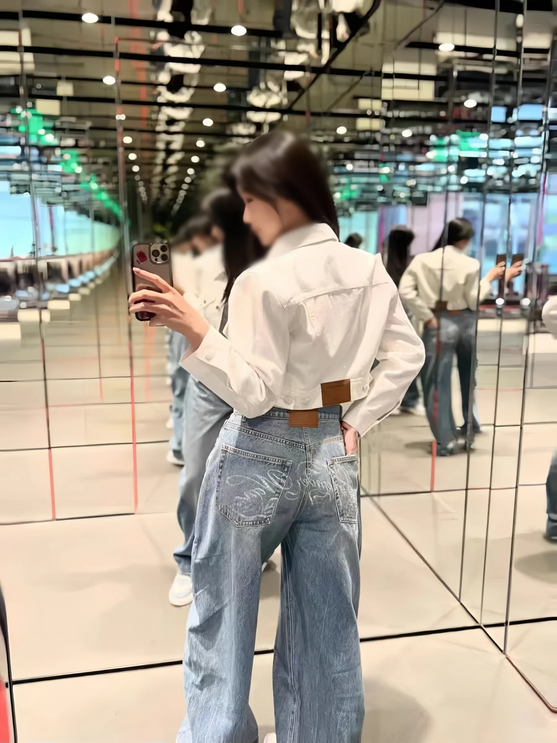 High Waist Wide Leg Denim Jeans Women's Autumn New Style Sparkling Rhinestone Knife  Pants Feminine Trendy Casual Fit