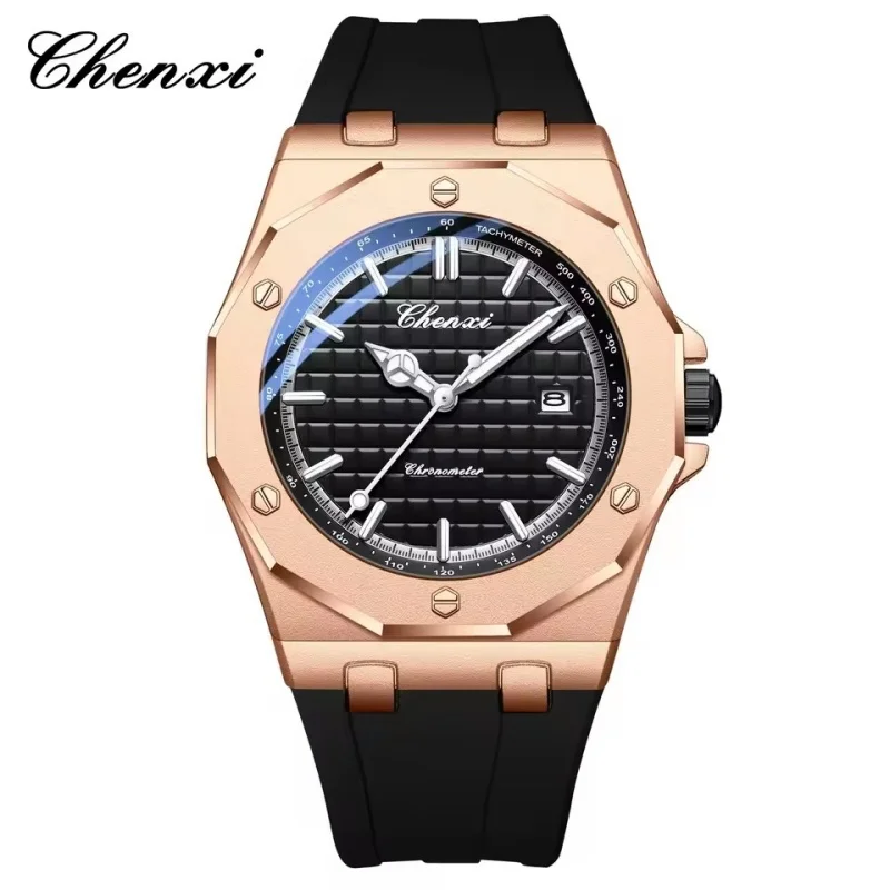 CHENXI 8268 جديد عصري رائع الهاتفي تصميم ساعة كوارتز رجالية مقاوم للماء التقويم ليلة ضوء ساعة رجالي reloj hombre