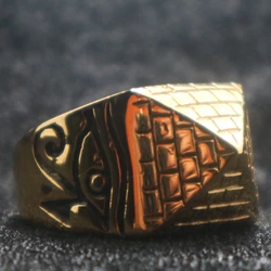 Unisex 316L Stainless Steel Cool All See Eye Pharaoh's Pyramid Anubis Jackal Gold-Color Ring Newest