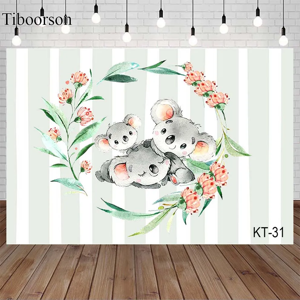 

Safari Koala Theme Child Birthday Backdrop Baby Shower Party Decoration Woodland Animal Boy Background Photography Props Banner