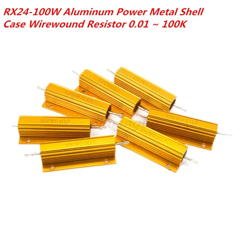 RX24-100W  Aluminum Power Metal Shell Case Wirewound Resistor 0.01 ~ 100K 0.1 0.5 1 1.5 2 6 8 10 20 100 150 200 300 1K 10K ohm