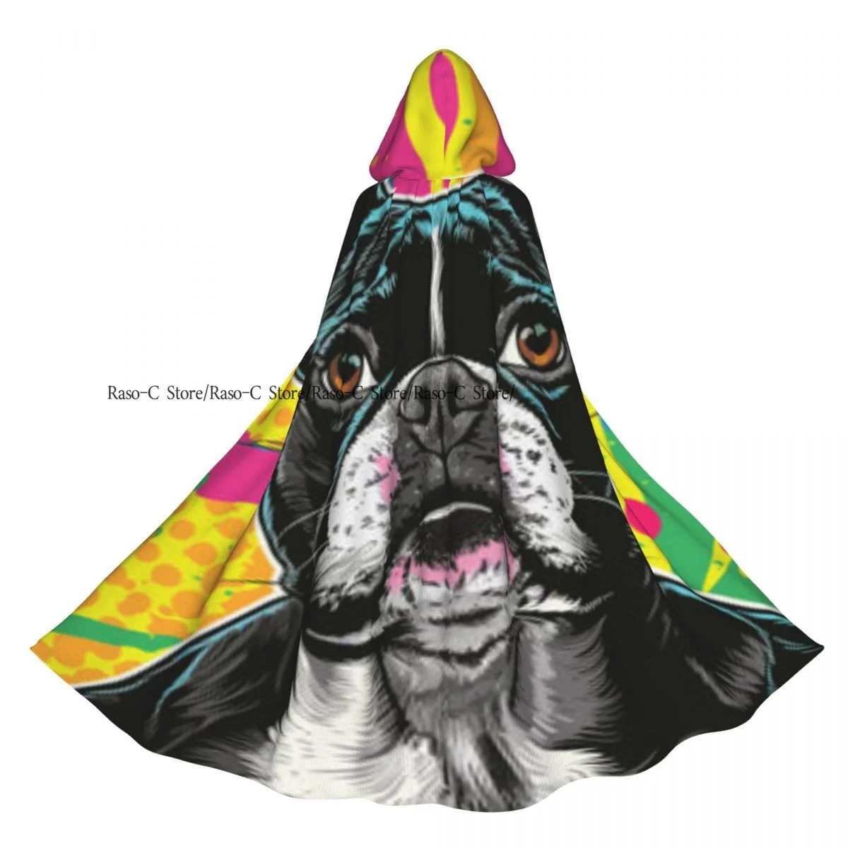 Двусторонняя накидка-накидка унисекс с капюшоном для взрослых вампиров, французский бульдог, красочный фон