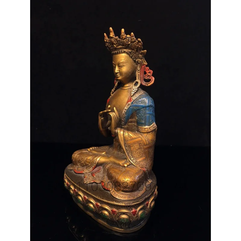 21cm Nepalese Tibetan Tantra Pure Copper Hat Crown Shakyamuni Buddha Statue Enlightenment Buddha Tathagata Buddha Ornament