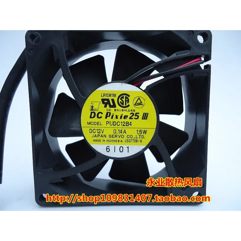 DC Pixie25 PUDC12B4 8025 12V 0.14A 1.5W Double Ball Bearing Chassis Cooling Fan for Computers and Electronics