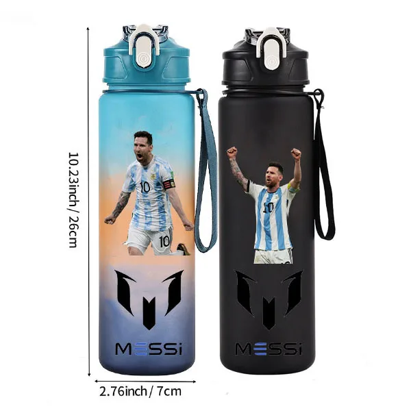 Lionel Messi 700ML azul PC seguro portátil deportes al aire libre estrella de fútbol botella de agua de gran capacidad regalos para fanáticos de Messi