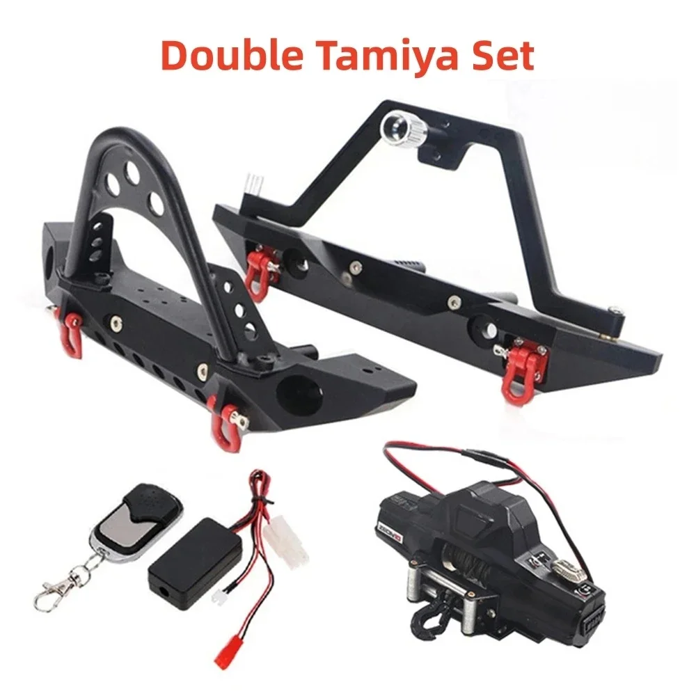 

Metal Front Rear Bumper & Double Motor Winch & Controller for 1/10 RC Crawler Axial SCX10 Traxxas TRX4 TAMIYA CC01 Redcat GEN8