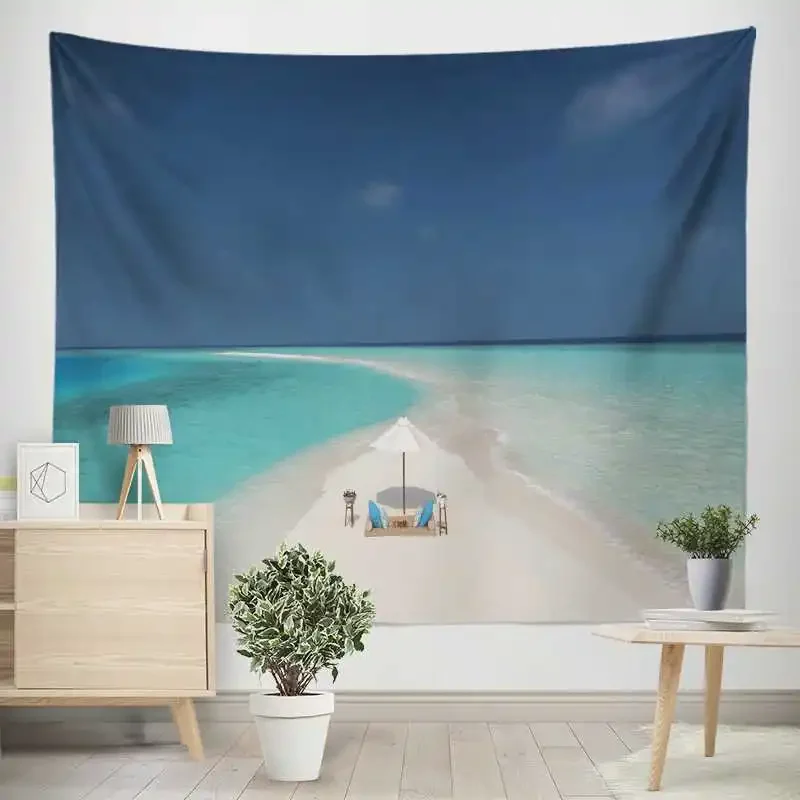 

Beautiful Blue Ocean Tapestry Summer Beach Tapestry Nature Landscape Tapestry Wall Hanging Decor for Living Room Bedroom Dorm