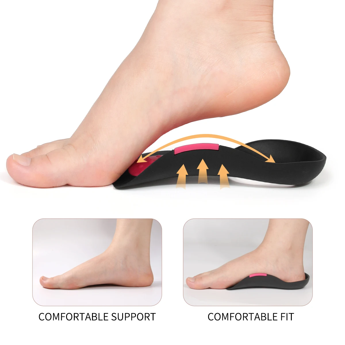 New Upgraded Arch Support Insoles, Removable in Height-Increasing Arch Pads, Suitable for X-Shaped Legs and Flat Feet.