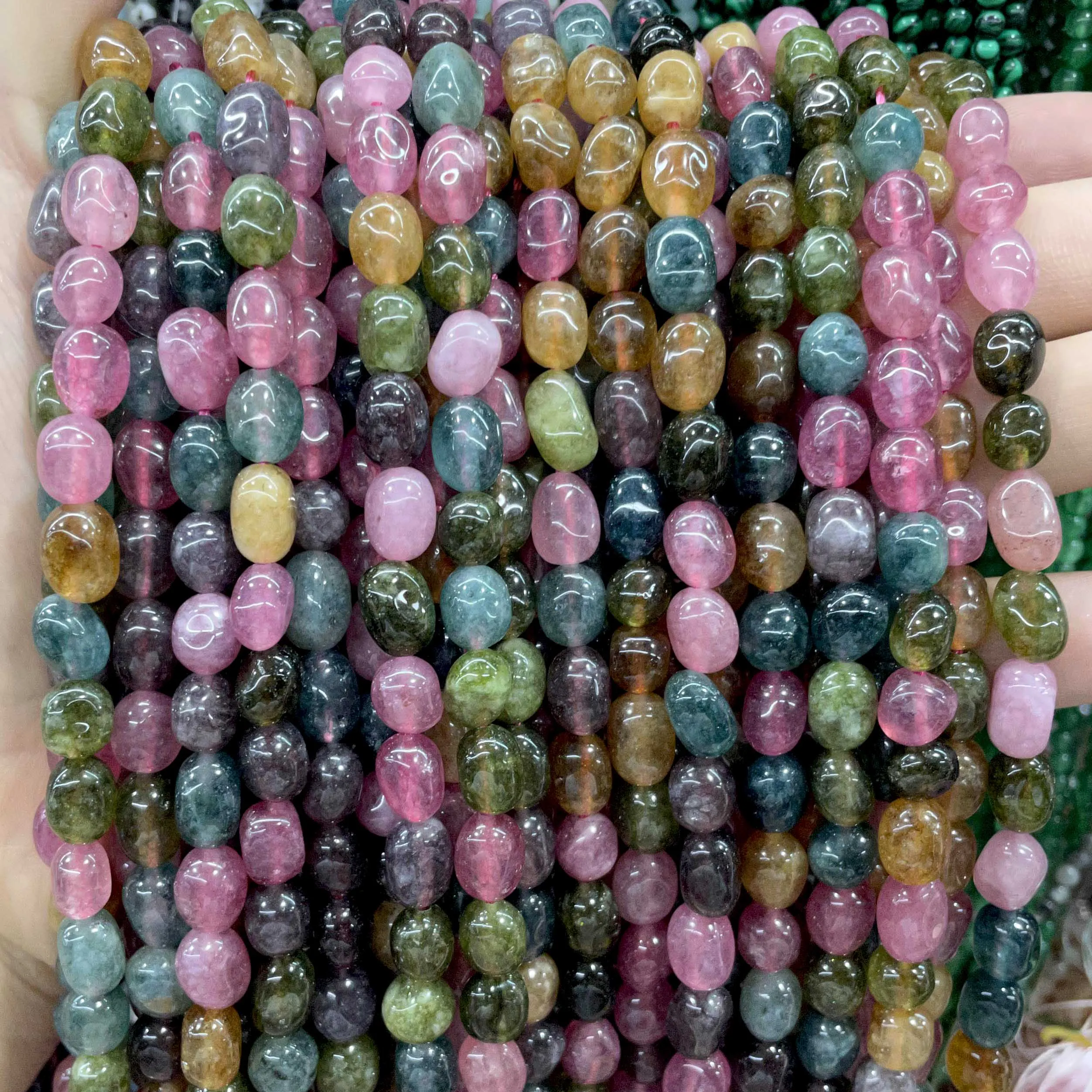 6-8MM Irregular Natural Stone Tourmaline Chalcedony Loose Spacer Beads For Jewelry Making Diy Bracelet Necklace Accessories