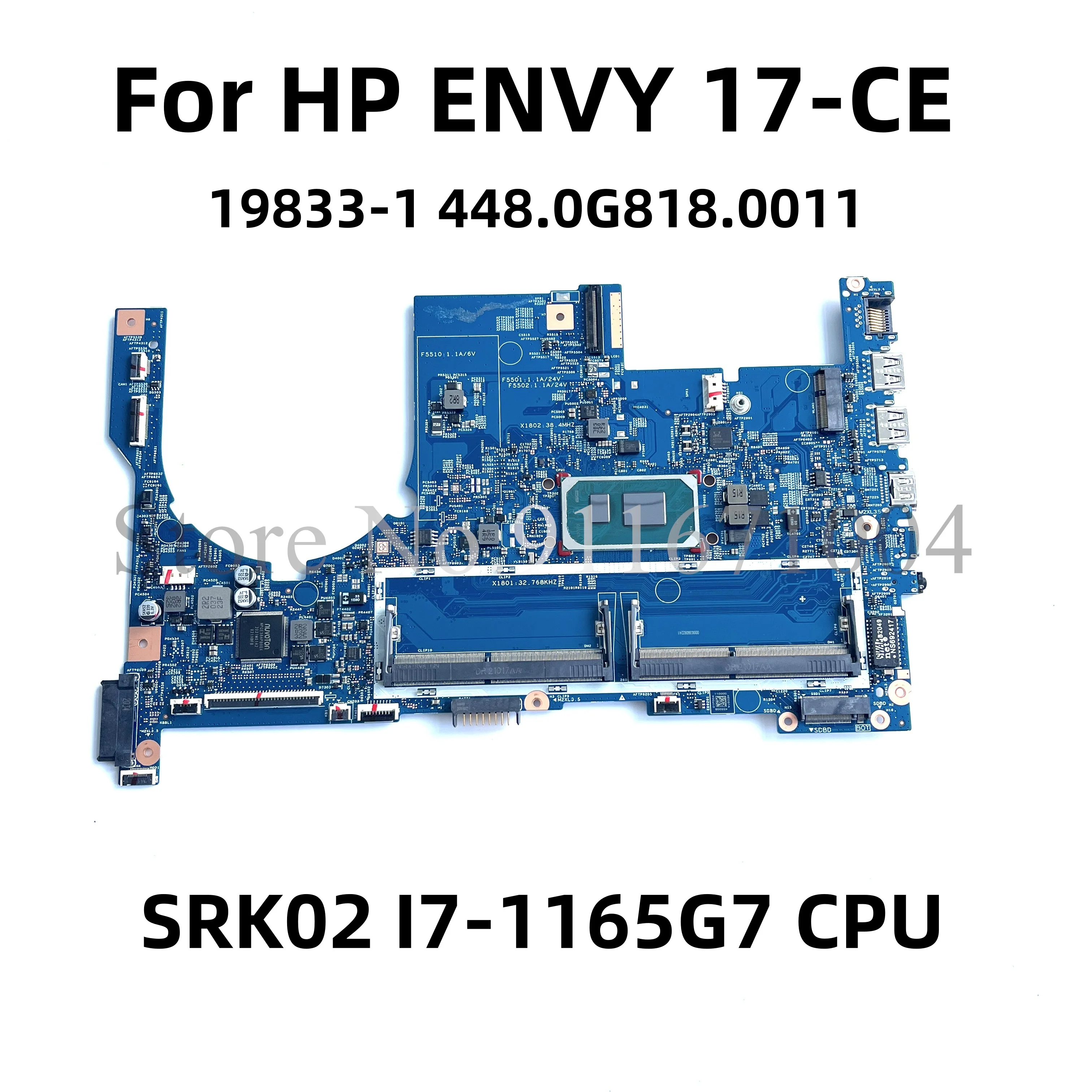 

M21771-601 M21771-601 M21771-601 19833-1 Mainboard For HP ENVY 17-CE Laptop Motherboard With SRK02 I7-1165G7 CPU DDR4 100% test