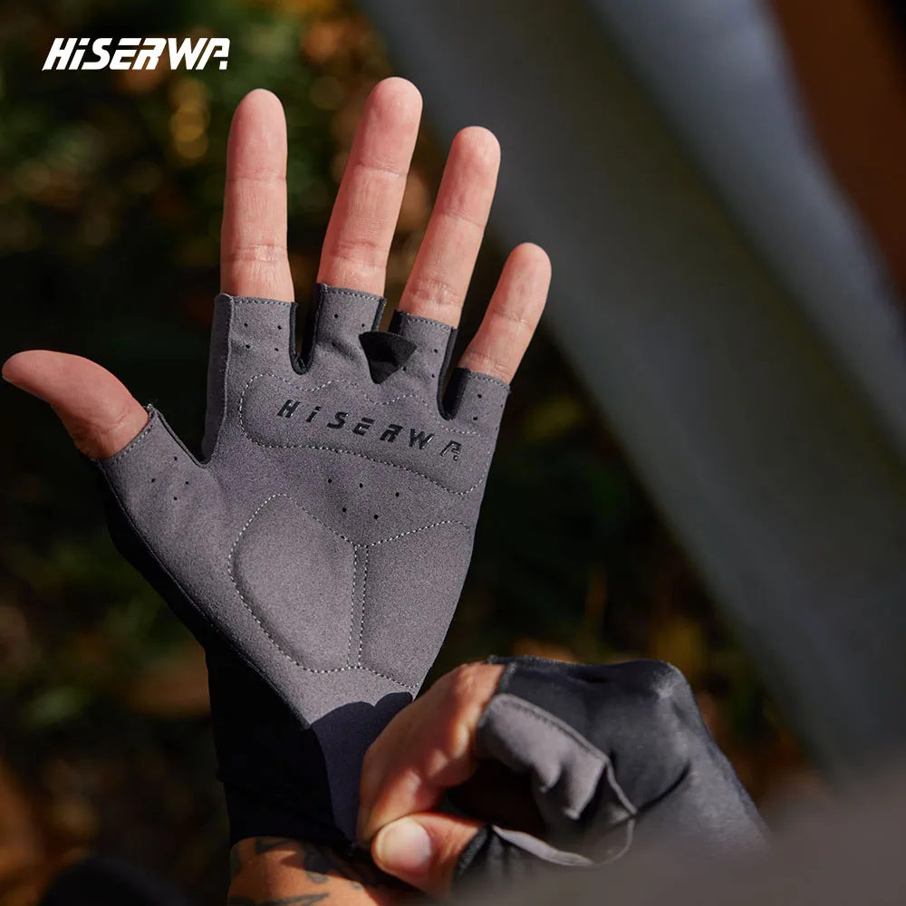 HISERWA Professional Cycling Gloves Half Finger Bicycle Gloves Men Women Breathable Shockproof Gloves MTB Bike Gloves