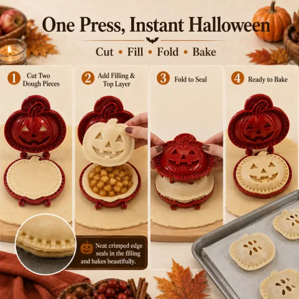 Halloween Cookie Cutters Molds, 8 Pack Press‑Type Cookie Stamps for Baking, Pumpkin Ghost Bat Black Cat Witch Hat Skull Spider