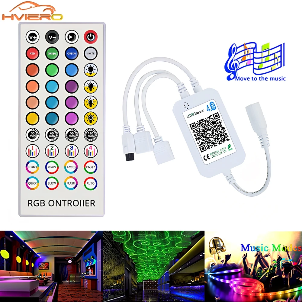 

1 шт. 40 клавиш Bluetooth музыкальный контроллер RGB 12 В постоянного тока ИК пульт дистанционного управления для 2835 5050 водонепроницаемых фотоэлементов 4 отверстия