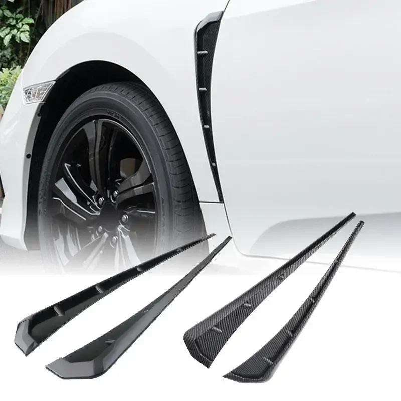 2Pcs Car leaf panel simulation air outlet side sticker body decoration sticker carbon fiber universal side wing blade leaf panel
