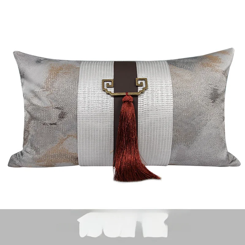 

Chic Chinese Sle Tassel Pendant Accory Pillow Cover Sofa Cuion Case Vintage Luxury Bedroom Decorative Tow Pillow