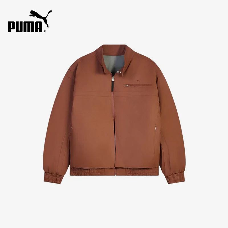 Puma genuine men's brown double-sided stand up collar zipper pilot style cotton jacket 636238-28