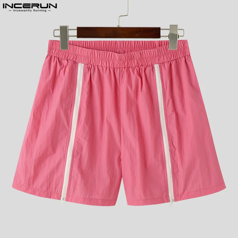 Incerun-coreano estilo shorts para homens, shorts leves com zíper design, streetwear casual, caminhada da cidade, tamanho s-5xl, verão, 2024