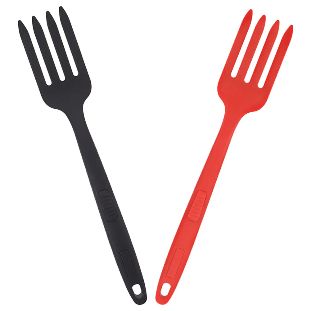 

2 Pcs Red Black Silicone Cooking Fork Spaghetti Forks Salad Kitchen Accessories Wear Resistant Reusable Ergonomic Lightweight