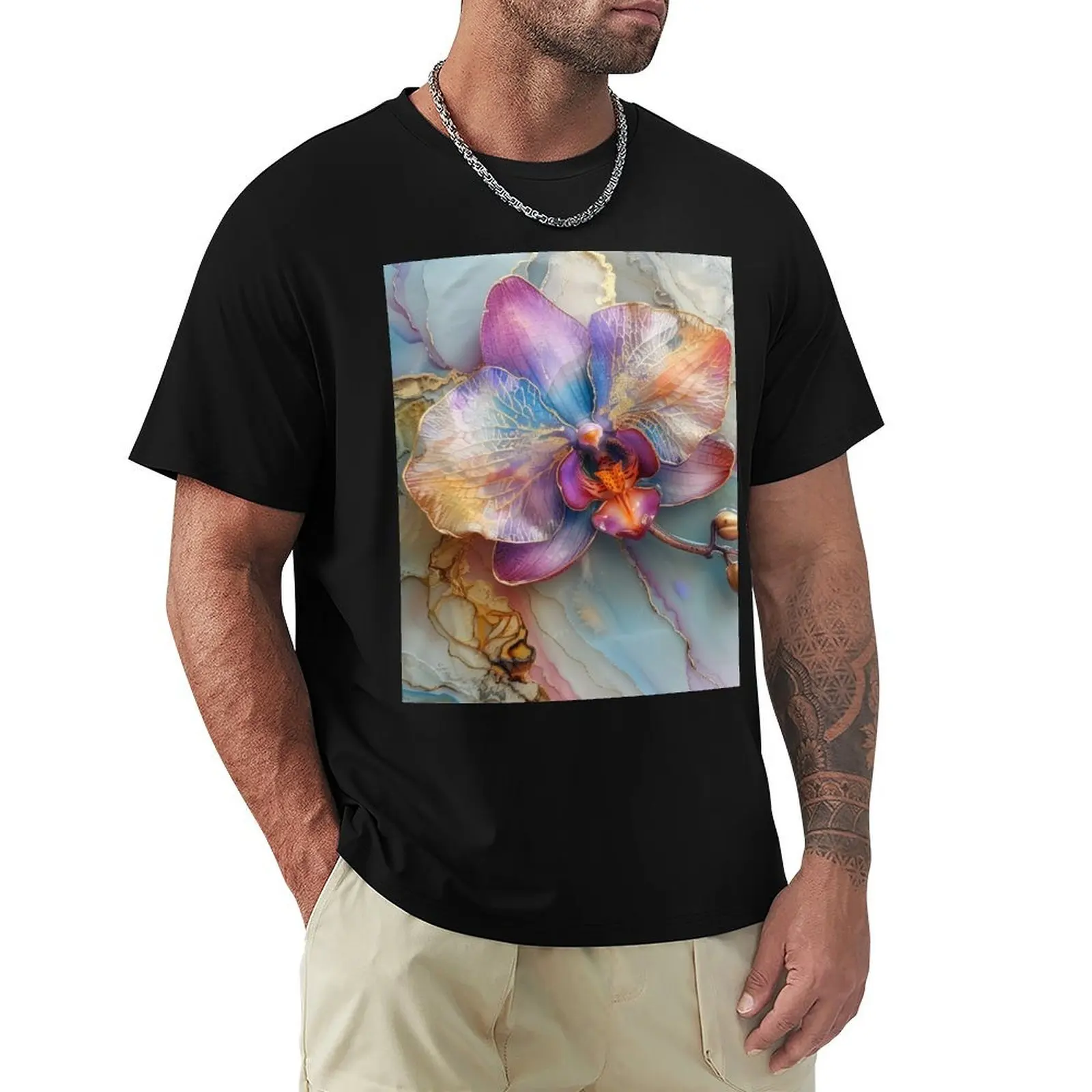 Whispering Orchids T-Shirt Work Wear Short Sleeve T-Shirt