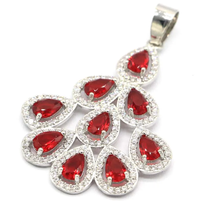 SheCrown 48x31mm Eye Catching Big Size 4.2g Fire Rainbow Mystic Topaz CZ Women Present Silver Pendant