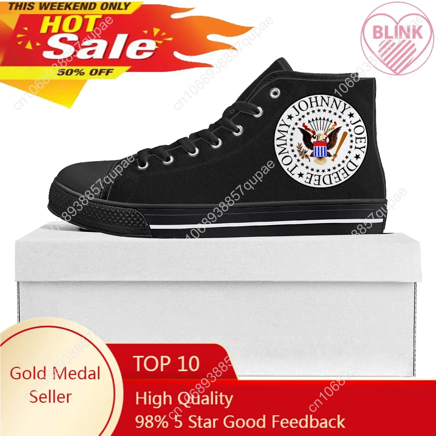 

Ramone Eagle Punk Rock Band Fashion High Top High Quality Sneakers Mens Womens Teenager Canvas Sneaker Couple Shoe Custom Shoe