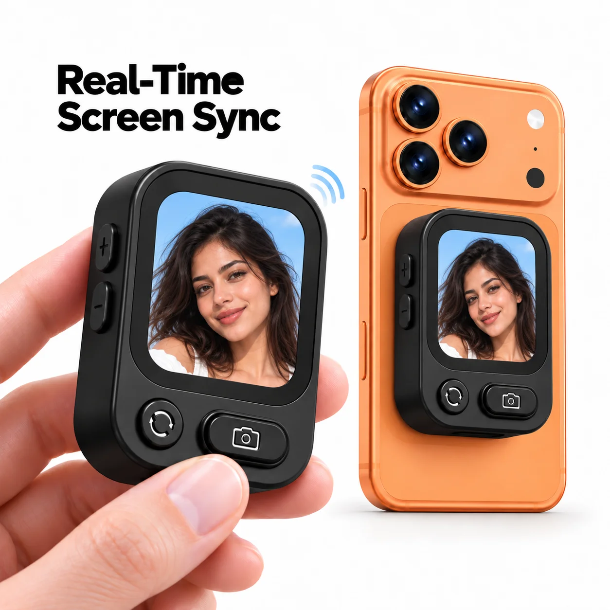 Wireless Magnetic Selfie Screen Sync Phone Rear Camera Monitor Screen For Vlog Live Stream Video Recording Outdoor Remote Selfie