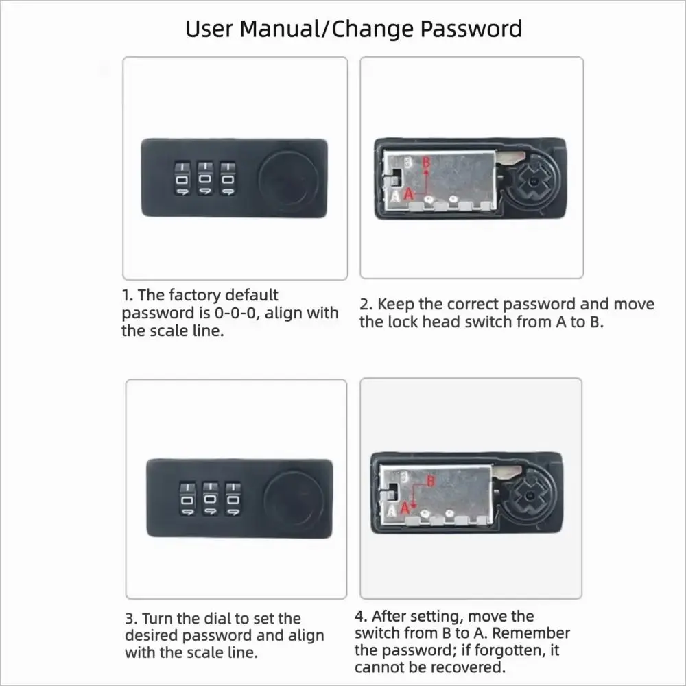 Portable 3 Digit Combination Combination Lock Keyless Anti-Theft Cabinet Lock Mechanical Turntable Password Lock Toolbox