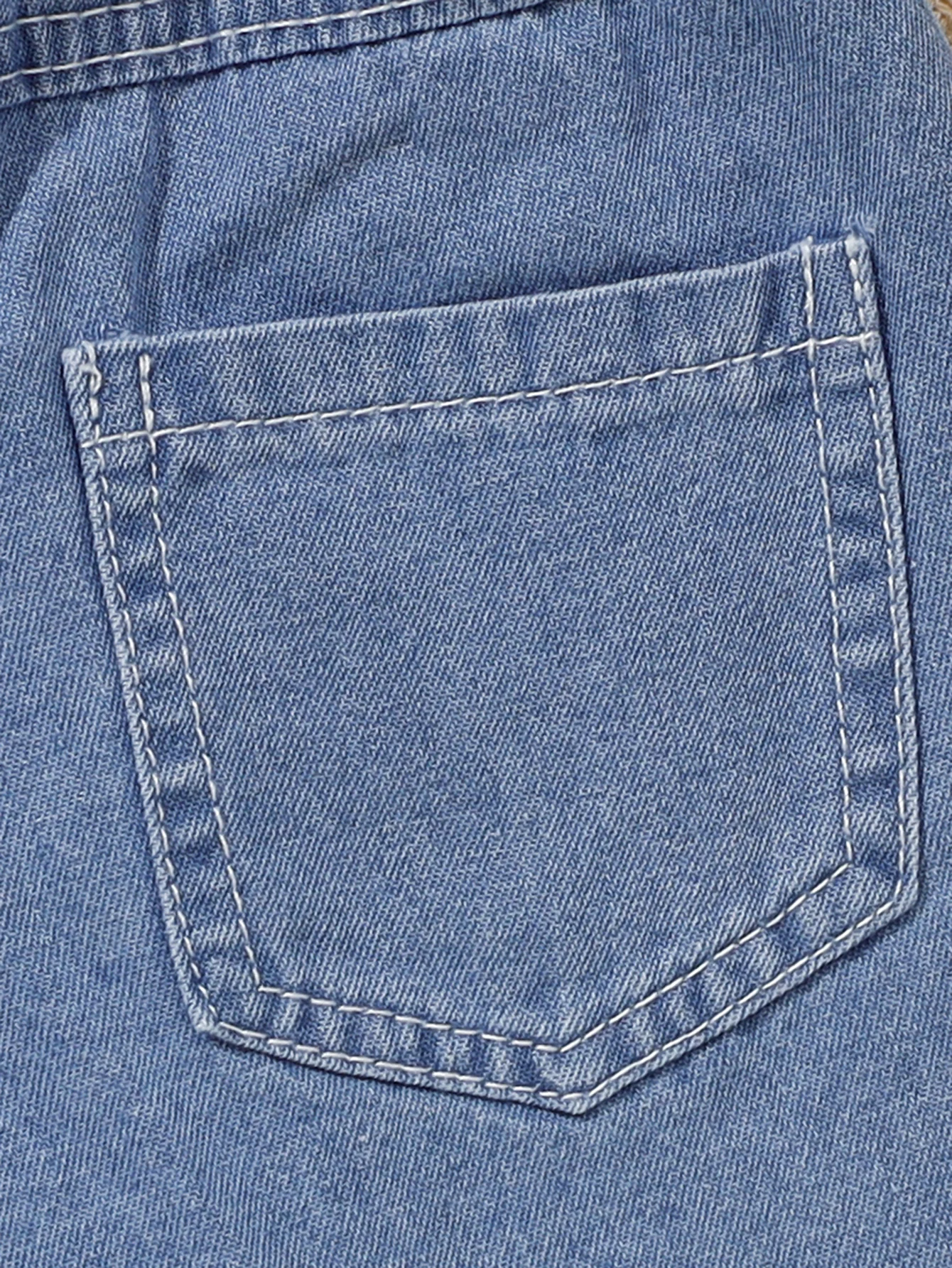 1 Stück Sommer-Jeansshorts für Mädchen mit Schleife und Fransen, süße Hotpants mit hoher Taille, süßer Stil, Alltags-/Outdoor-Bekleidung, 1–4 Jahre, weicher Denim-Stoff – Detail 6