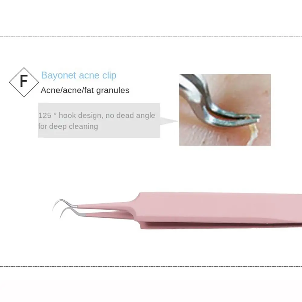 Ultra-fine Cell Pimples Blackhead Clip Light Weight Portable Acne Needle Tweezers Effort-saving Rubber and Plastic Handle