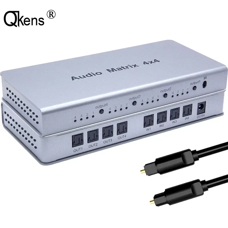 4×4Audio Matrix SPDIF/ToslinkDigital Optics Converter Splitter Box Suitable for TV、STB DVDPlayer、PCAmplifier