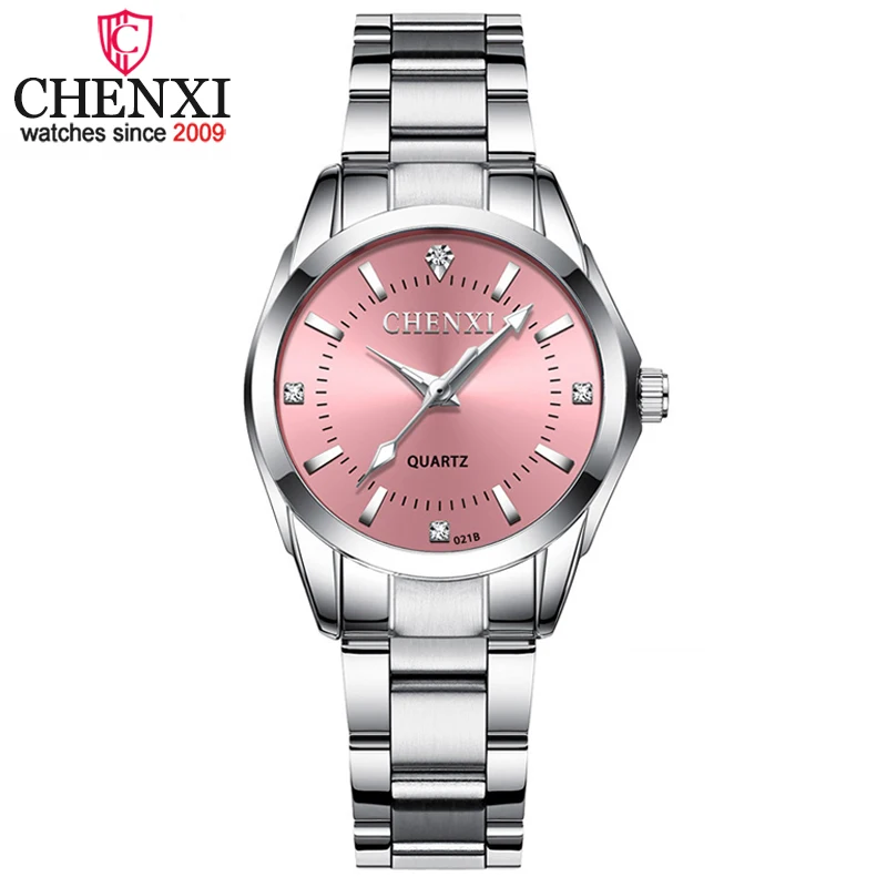 CHENXI-Reloj de moda con diamantes de imitación para mujer, pulsera de muñeca femenina, con movimiento de cuarzo para vestido de las mujeres