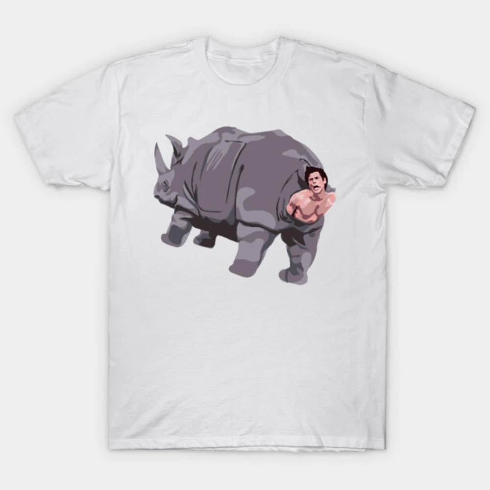 

Men Women 2026 When Nature Calls Rhino Scene Print Cotton Motorcycle T-shirt Jim Carrey Vintage Humor Short Sleeve Clothes
