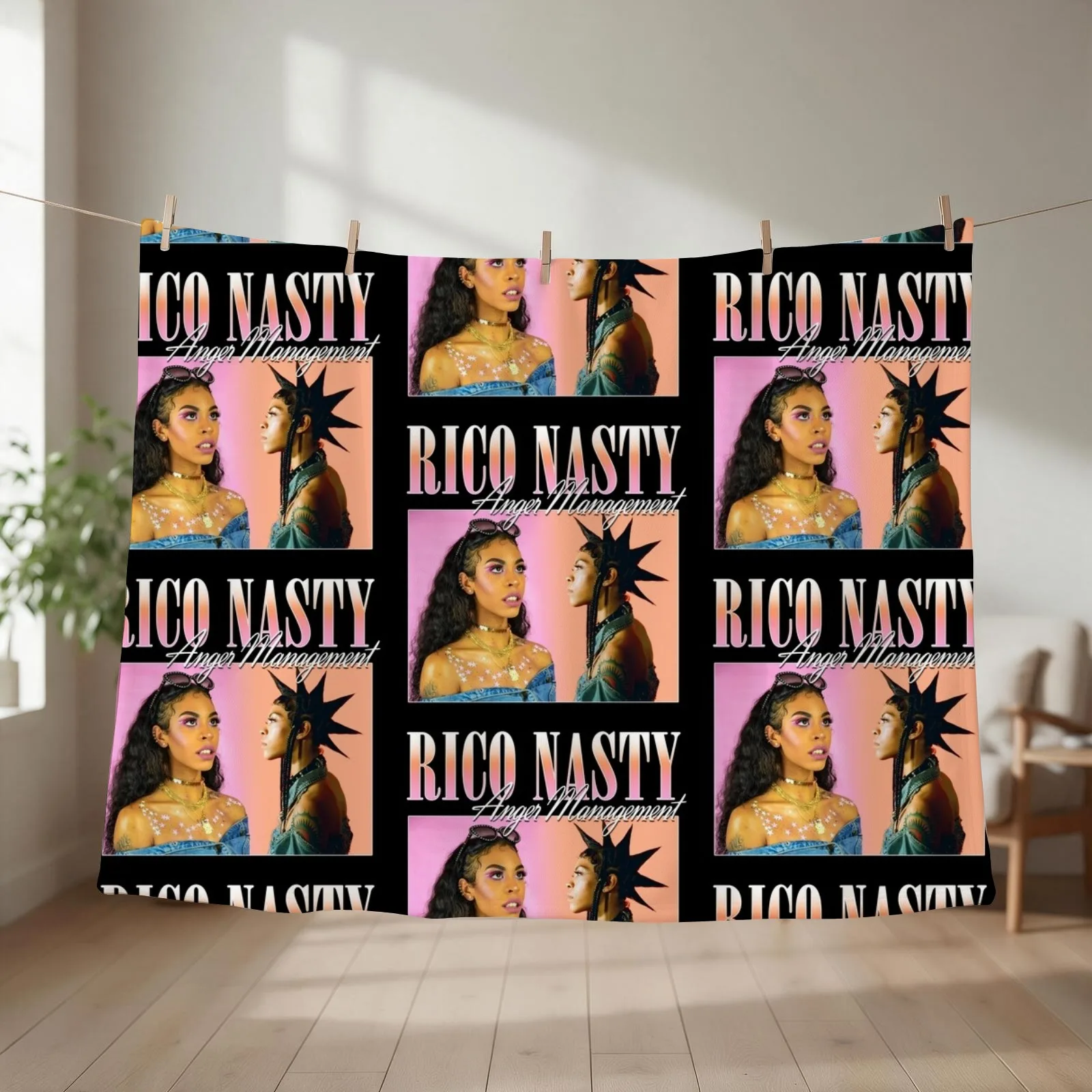 RICO NASTY 90'S RETRO STYLE TEE Throw Blanket couch cozy soft plush fuzzy picnic outdoor blanket