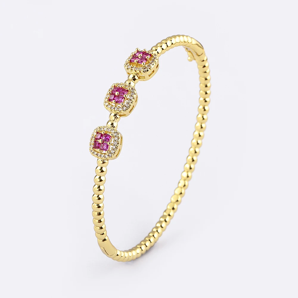 Nidin Classic Design New Inlaid Crystal Zircon 4 Colors Gold Plated Bangles Bracelets for Women Charm Party Wedding  Accessories