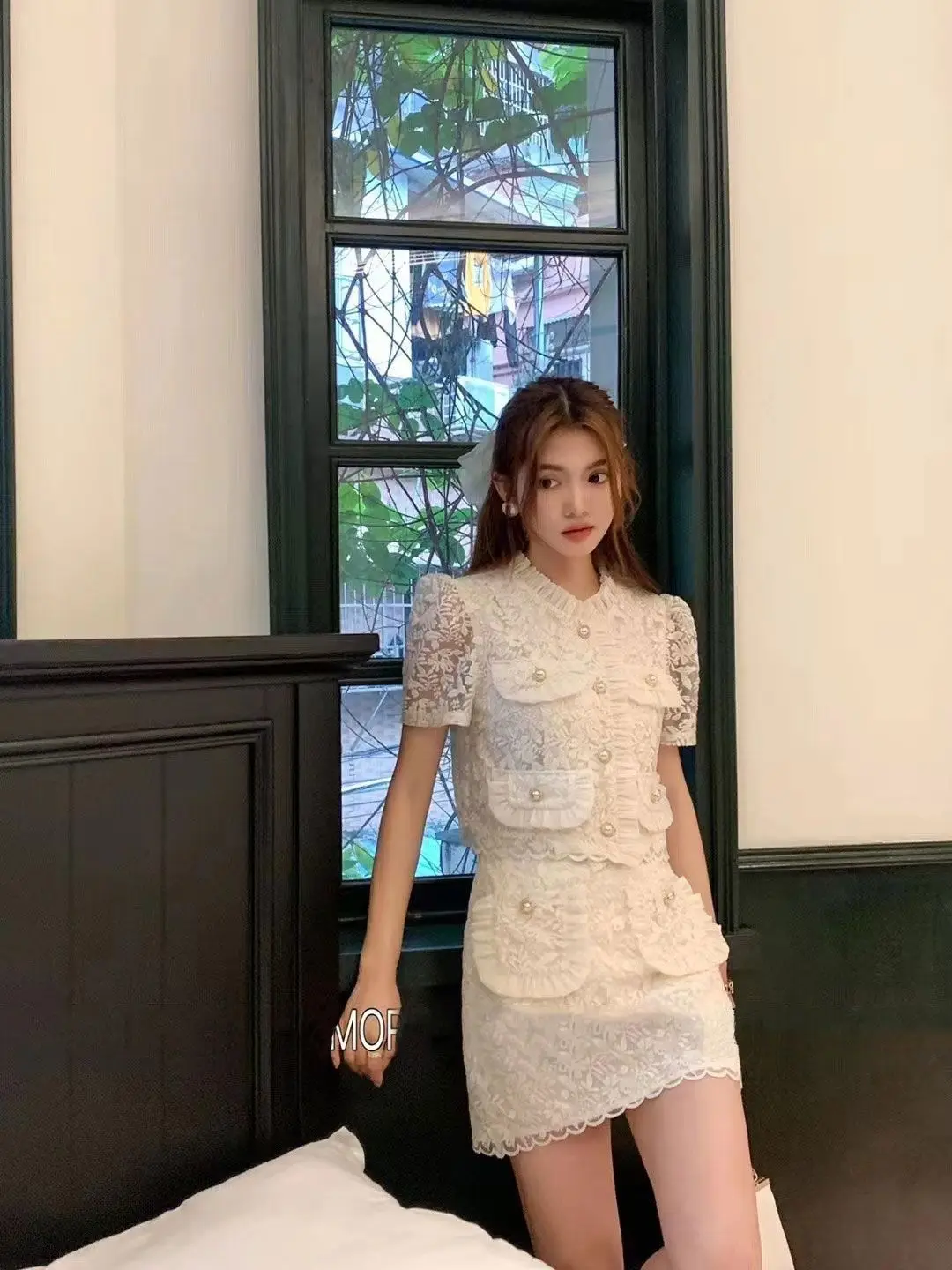 High-End Light Luxury Jacquard Short-Sleeved Top High Waist Skirt Two-Piece Set 2024 Summer High-Grade Socialite Suit Skirt