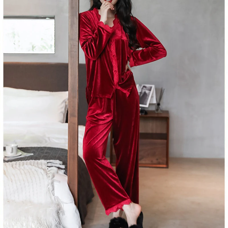 Pajama Pants Set Long Sleeve Pants Women's Clothing Homewear Spring Autumn Winter New Cardigan Casual Loose Breathable Simple