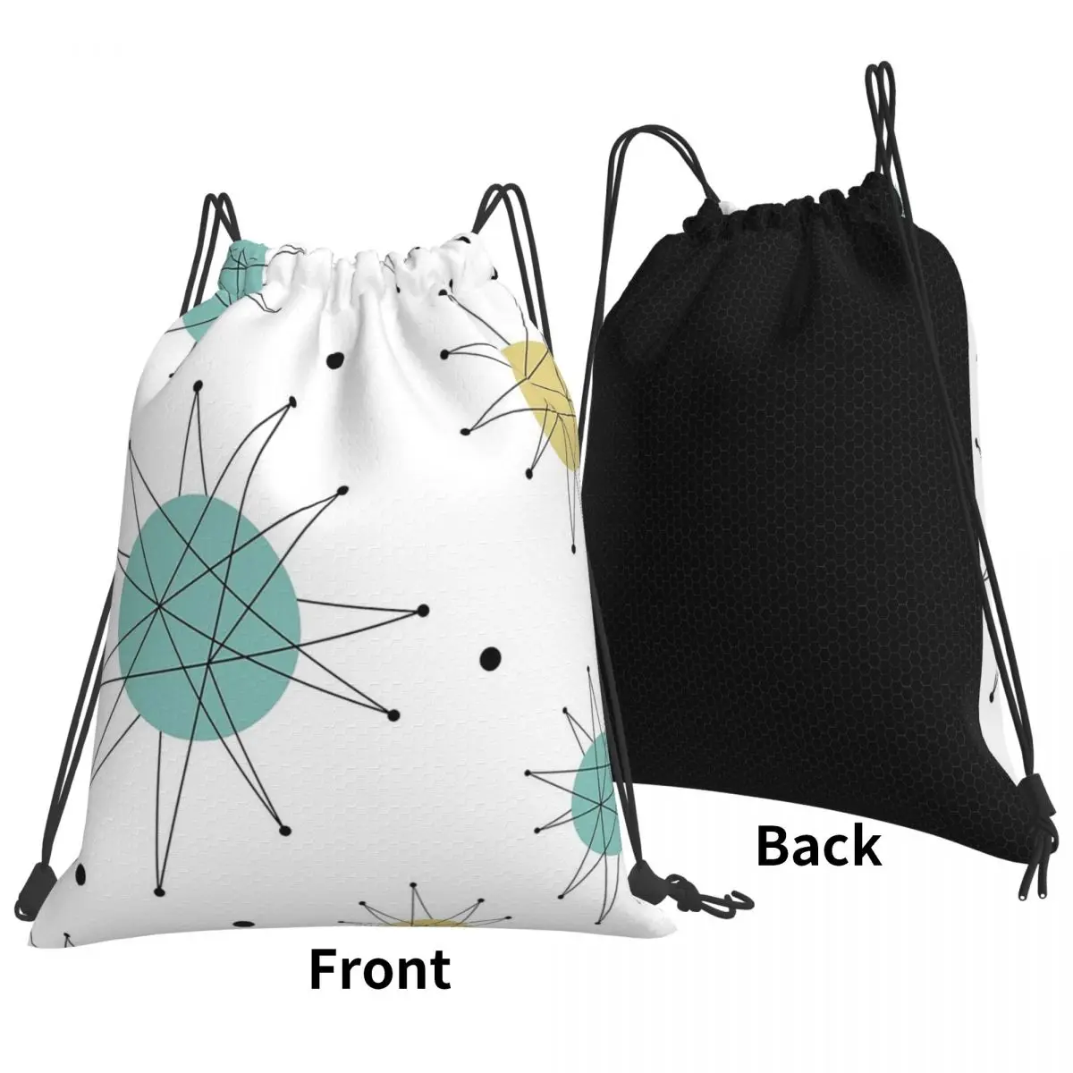 Franciscan Starburst Mid Century Atomic Age Backpacks Multi-function Drawstring Bags Storage Bag Book Bags for Travel Students