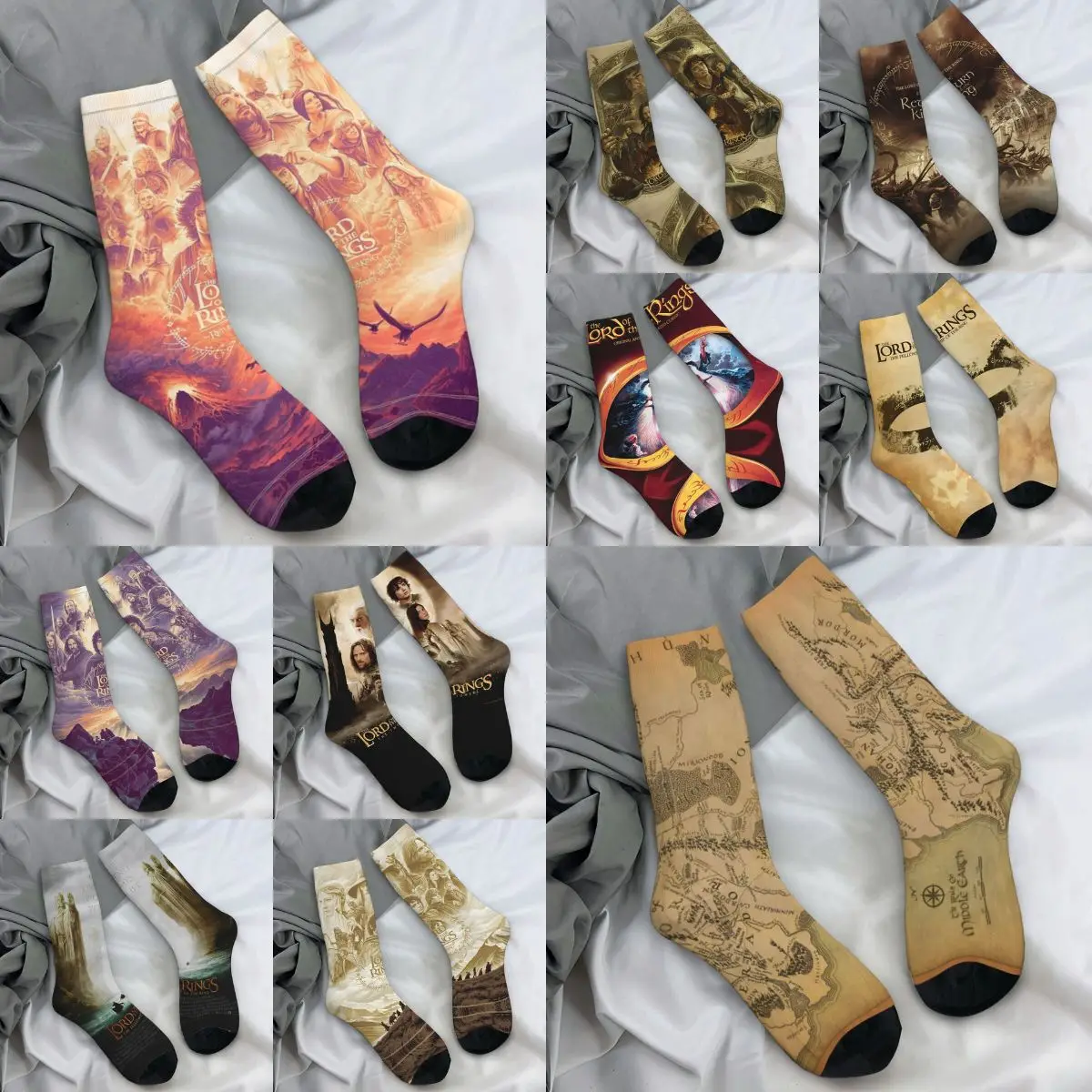 

L-Lords Of The R-Rings Socks Modern Stockings Couple Comfortable Climbing Socks Winter Printed Anti-Slip Socks